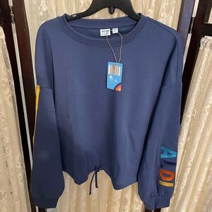 Aldi Blue Sweatshirt with Colorful Sleeve Detail